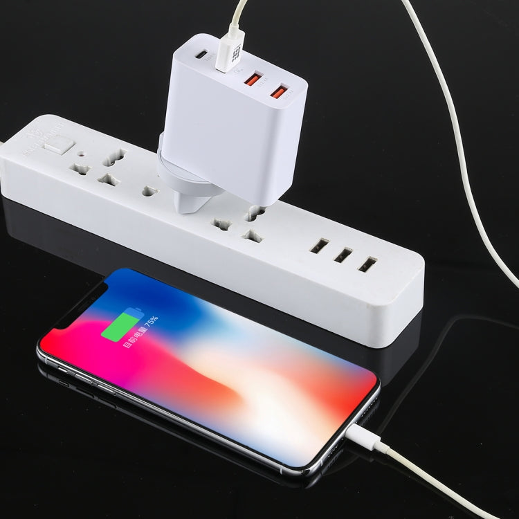 A3P 最大輸出 3A USB-C / Type-C + QC3.0 + 雙 USB 四埠壁掛旅行充電器，歐規插頭，歐規插頭
