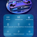 A9 TWS CVC8.0 與 DSP 雙重降噪藍牙耳機，配備磁吸充電盒與 LED 數字顯示，支援觸控、高清通話、Siri 及行動電源，A9