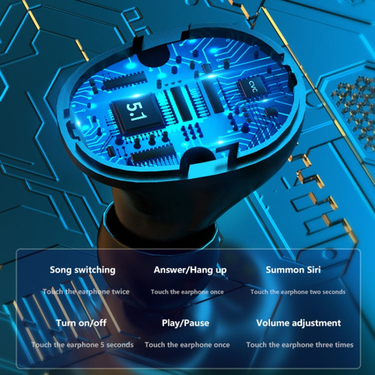 A13 TWS CVC8.0 與 DSP 雙重降噪觸控藍牙耳機，配備充電盒，支援 LED 數字顯示、時鐘、手電筒、高清通話、Siri 及行動電源，A13