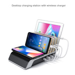 UD09 4埠 USB Qi標準無線充電手機桌面支架，US插頭，US插頭