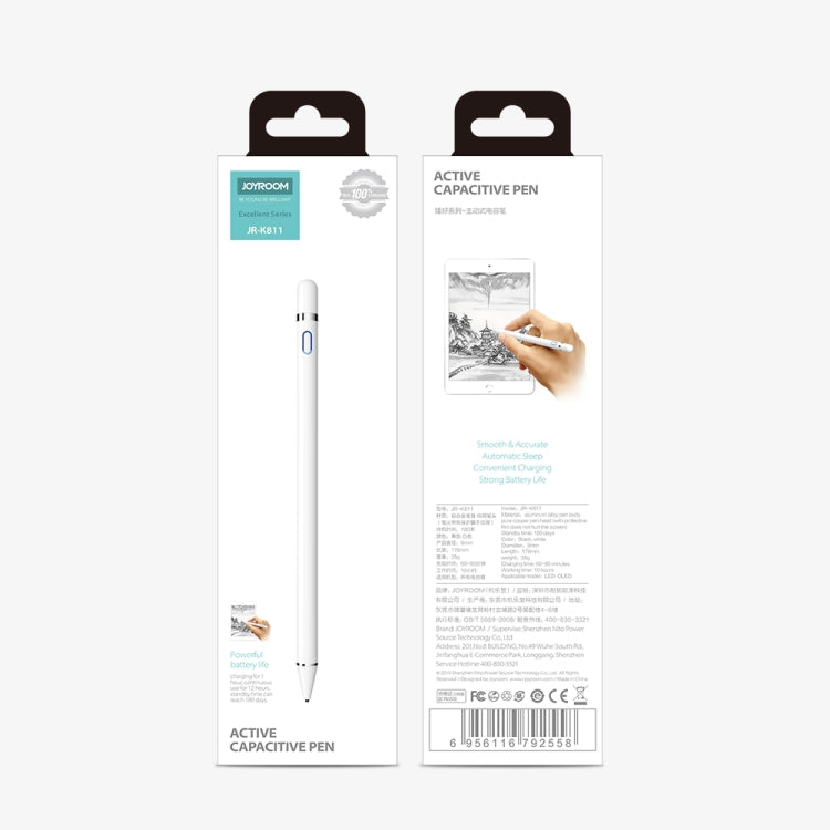 JOYROOM JR-K811 卓越系列 Micro USB 可充電主動電容式觸控筆，帶磁性筆蓋，兼容 Android 與 IOS