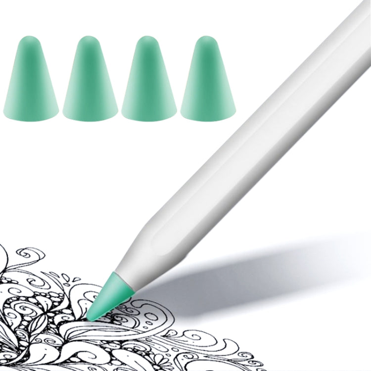 4 件組防滑靜音耐磨 Apple Pencil 1 / 2 筆尖保護套，深藍、薄荷綠、透明、白色