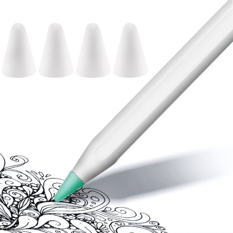 4 件組防滑靜音耐磨 Apple Pencil 1 / 2 筆尖保護套，深藍、薄荷綠、透明、白色