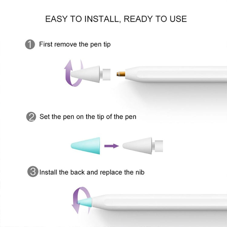 8 件組防滑靜音耐磨 Apple Pencil 1 / 2 筆尖保護套，深藍、薄荷綠、透明、白色