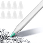 8 件組防滑靜音耐磨 Apple Pencil 1 / 2 筆尖保護套，深藍、薄荷綠、透明、白色