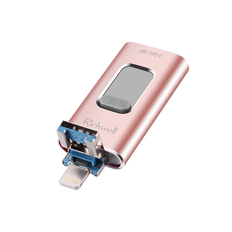 Richwell 3合1 16G Type-C + 8針 + USB 3.0 金屬推拉式隨身碟，具 OTG 功能