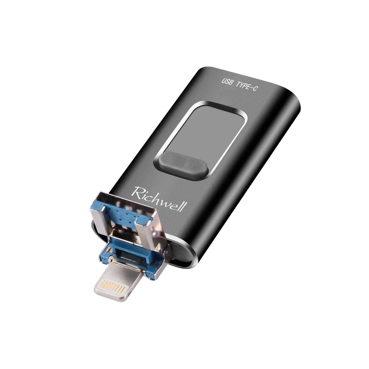 Richwell 3 合 1 32G Type-C + 8 針 + USB 3.0 金屬推拉式隨身碟，具 OTG 功能