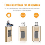 Richwell 3合1 128G Type-C + 8針 + USB 3.0 金屬推拉式隨身碟，具 OTG 功能