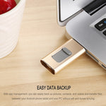 Richwell 3合1 128G Type-C + 8針 + USB 3.0 金屬推拉式隨身碟，具 OTG 功能