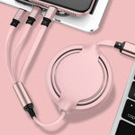 3.5A 液態矽膠 3合1 USB轉 USB-C / Type-C + 8Pin + Micro USB 可伸縮數據同步充電線