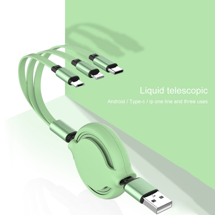 3.5A 液態矽膠 3合1 USB轉 USB-C / Type-C + 8Pin + Micro USB 可伸縮數據同步充電線