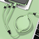 3.5A 液態矽膠 3合1 USB轉 USB-C / Type-C + 8Pin + Micro USB 可伸縮數據同步充電線