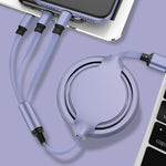 3.5A 液態矽膠 3合1 USB轉 USB-C / Type-C + 8Pin + Micro USB 可伸縮數據同步充電線