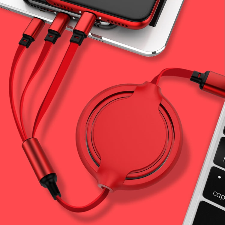 3.5A 液態矽膠 3合1 USB轉 USB-C / Type-C + 8Pin + Micro USB 可伸縮數據同步充電線