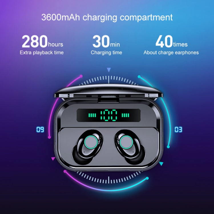 M7 TWS V5.0 雙耳無線立體聲藍牙耳機，附充電盒與數字顯示
