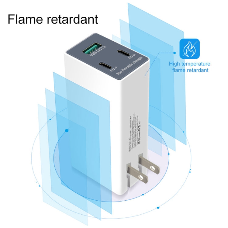 WLX-X3 36W 90度可折疊插腳便攜多功能 USB 充電器，美規插頭