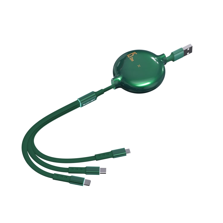 WK WDC-124 3A 3合1 8針 + Type-C / USB-C + Micro USB Bona系列伸縮充電數據線，長度：1.5m