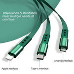 WK WDC-124 3A 3合1 8針 + Type-C / USB-C + Micro USB Bona系列伸縮充電數據線，長度：1.5m