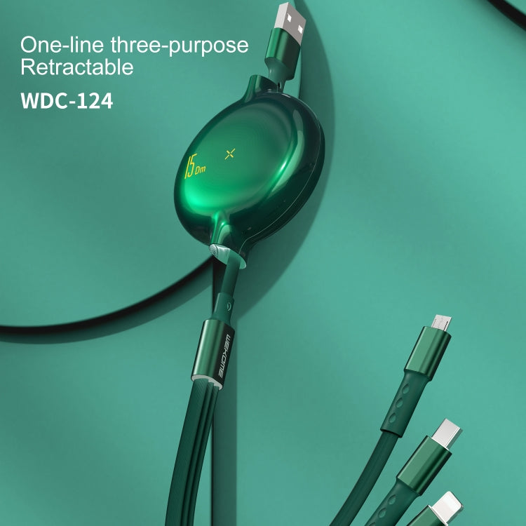 WK WDC-124 3A 3合1 8針 + Type-C / USB-C + Micro USB Bona系列伸縮充電數據線，長度：1.5m