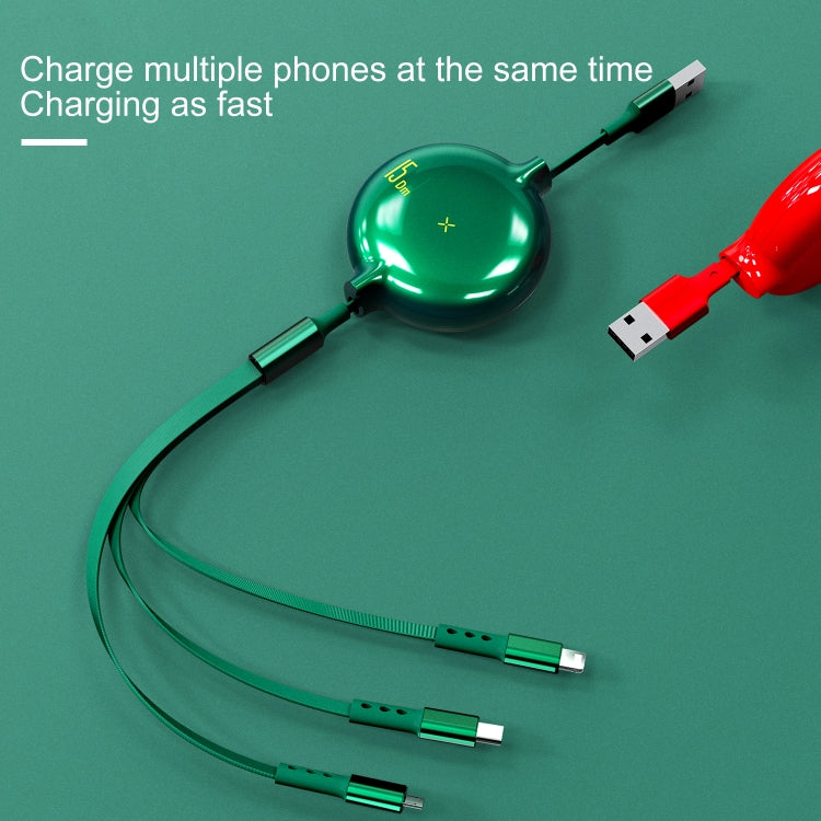 WK WDC-124 3A 3合1 8針 + Type-C / USB-C + Micro USB Bona系列伸縮充電數據線，長度：1.5m