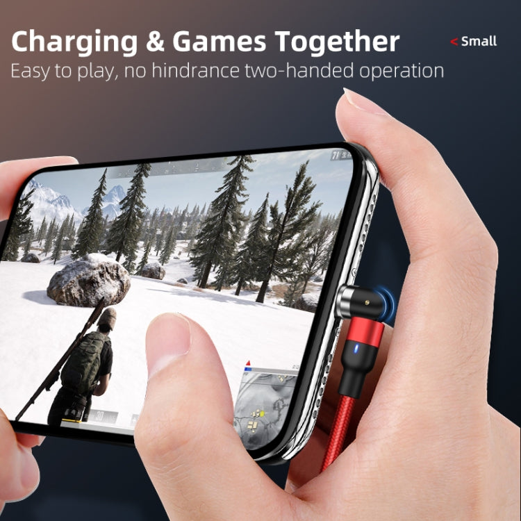 1米 2A 輸出 3 合 1 USB 轉 8 Pin + USB-C / Type-C + Micro USB 尼龍編織旋轉磁吸充電線，1米 3 合 1
