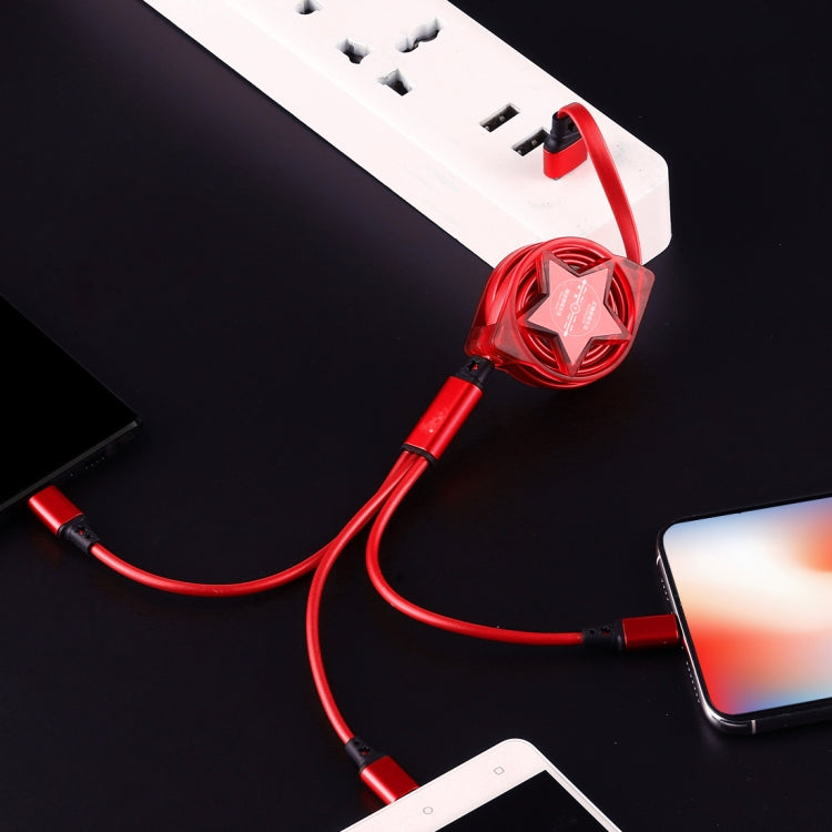 1.2m 3合1 USB轉USB-C / Type-C + 8針 + Micro USB伸縮數據同步充電線