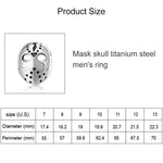 歐美風格朋克哥特搖滾面具骷髏男士鈦鋼戒指，美國尺碼：11，直徑：20.7毫米，周長：65毫米，直徑：20.7毫米