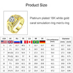 時尚商務男士18K白金電鍍+AAA鋯石鑽戒，尺寸：7，直徑：17.3mm，周長：54.5mm，直徑：17.3mm