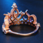 公主女王皇冠形玫瑰金鍍鋯石戒指，美國尺寸：8，直徑：18.1mm，周長：57mm，8
