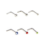 60 件彩色混合鑽石形不鏽鋼鼻釘環 L 形穿刺首飾，針長：7mm，針徑：0.6mm（彩色），顏色（60 件），白色（60 件）
