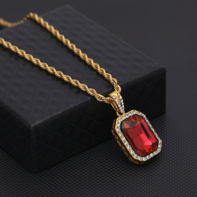 Hip Hop Mini Rhinestone Colorful Pendant Twist Gold Chain Necklace for Men, JEWE0309AA, JEWE0309AB, JEWE0309AC, JEWE0309AD