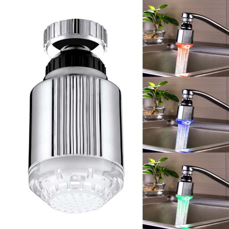 SDF-B5 1 LED ABS溫度感應RGB LED水龍頭燈水光淋浴燈，尺寸：75 x 37mm，接口：22mm（銀色），SDF-B5