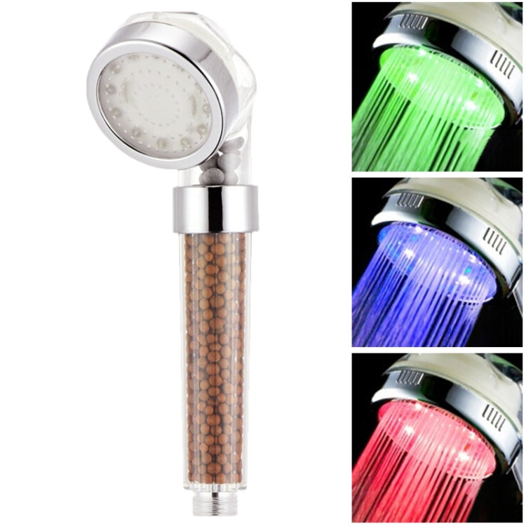 SDS-A23 15 LED ABS溫度感應負離子RGB LED淋浴頭，尺寸：23 x 6.5 x 5.8cm，接口：20mm，SDS-A23