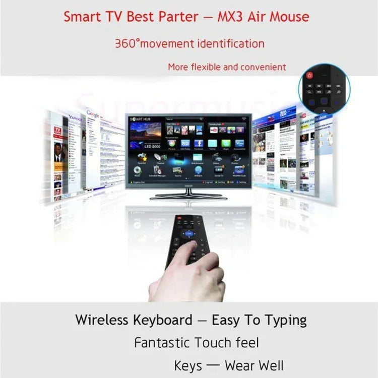 MX3-M 空中滑鼠無線 2.4G 遙控鍵盤，帶麥克風，適用於 Android TV Box / 迷你 PC，帶麥克風的空中滑鼠
