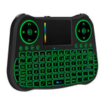 MT08 2.4GHz 迷你無線空中滑鼠 QWERTY 鍵盤，帶彩色背光、觸控板及多媒體控制，適用於 PC、電視，MT08