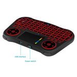 MT08 2.4GHz 迷你無線空中滑鼠 QWERTY 鍵盤，帶彩色背光、觸控板及多媒體控制，適用於 PC、電視，MT08