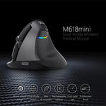DELUX M618 迷你 2.4G 無線 2400DPI USB 可充電人體工學垂直滑鼠，M618 灰色