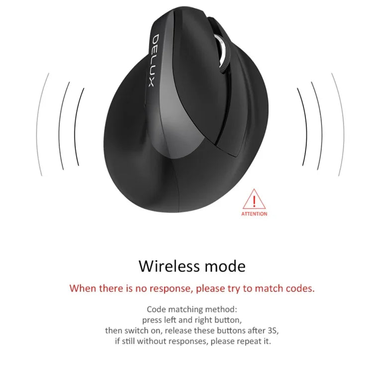 DELUX M618 迷你 2.4G 無線 2400DPI USB 可充電人體工學垂直滑鼠，M618 灰色