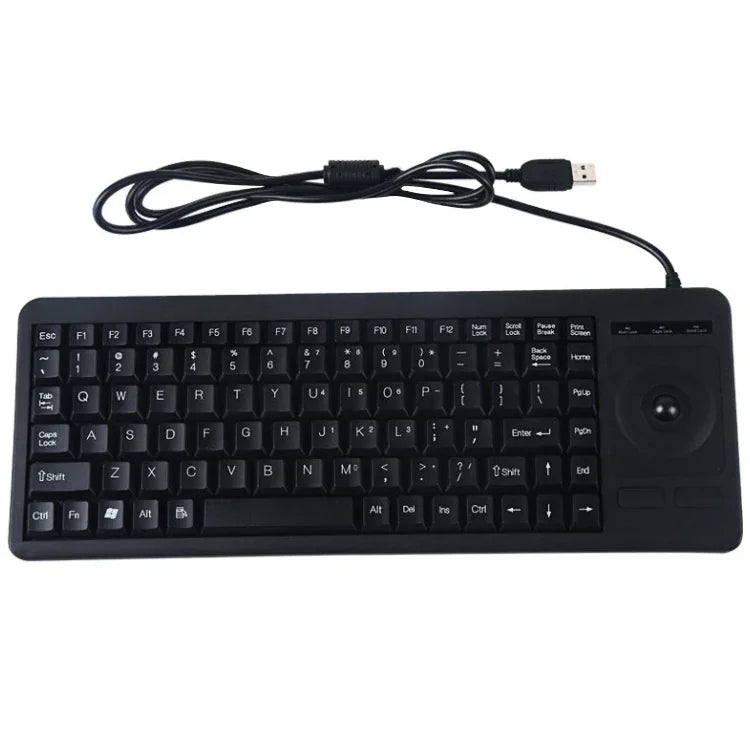 DS-8900 USB 介面防潑水雷射雕刻字體一體成型有線軌跡球鍵盤，長度：1.5m，DS-8900 USB