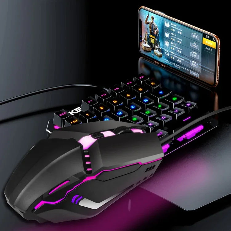 HXSJ S200 USB2.0 1600dpi 可調 4 鍵彩色發光有線遊戲滑鼠，長度：1.5m