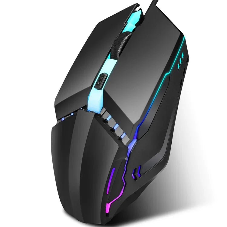 HXSJ S200 USB2.0 1600dpi 可調 4 鍵彩色發光有線遊戲滑鼠，長度：1.5m
