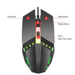 HXSJ S200 USB2.0 1600dpi 可調 4 鍵彩色發光有線遊戲滑鼠，長度：1.5m