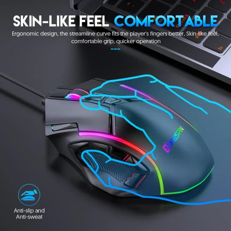MKESPN X15 全速 12800DPI 12 鍵巨集定義 RGB 有線滑鼠，x15
