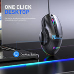 MKESPN X10 9 鍵 RGB 有線全速巨集定義遊戲滑鼠，全速巨集定義