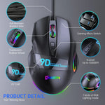 MKESPN X10 9 鍵 RGB 有線全速巨集定義遊戲滑鼠，全速巨集定義