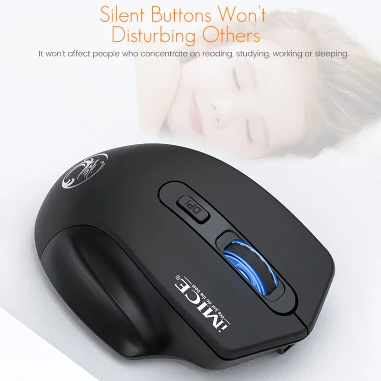 iMICE G-1800 可充電 4 鍵 1600 DPI 2.4GHz 靜音無線滑鼠，適用電腦筆電