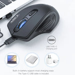 iMICE G-1800 可充電 4 鍵 1600 DPI 2.4GHz 靜音無線滑鼠，適用電腦筆電