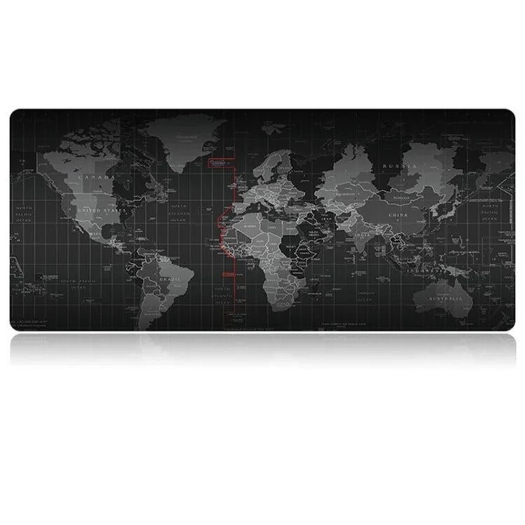加長大型防滑世界地圖圖案軟橡膠平滑布面遊戲滑鼠墊鍵盤墊，尺寸：60 x 30cm