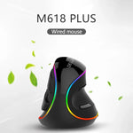 DELUX M618 Plus RGB 有線光學滑鼠 人體工學垂直滑鼠 4000DPI，有線4000DPI