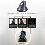 DELUX M618 Plus RGB 有線光學滑鼠 人體工學垂直滑鼠 4000DPI，有線4000DPI